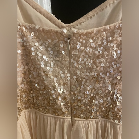 Adrianna Papell Women's Beige Sequined Sleeveless Gown Formal Dress - Picture 6 of 16